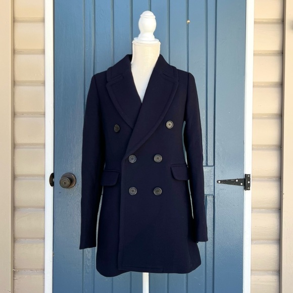 J.Crew Double Breasted Pockets PeaCoat Navy Blue Women Size 4